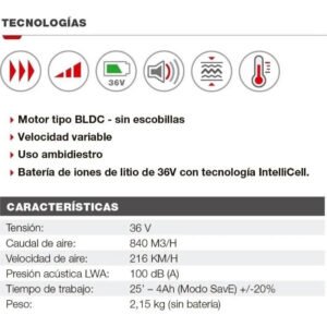 Soplador a Bateria 36v - Image 4