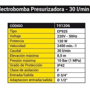 Bomba Presurizadora Elevadora Presión Agua 2 Baños 8,5m - Image 5