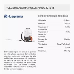 Fumigadora Pulverizadora 321s15 25,4cc 15 Lts - Image 7