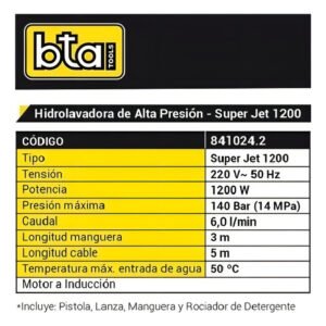 Hidrolavadora Super Jet 1200w 140bar - Image 5