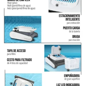 Robot Barrefondo Y Paredes Piscina C/ Bateria Recargable - Imagen 4