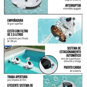Robot Barrefondo Piscina C/ Bateria Recargable - Imagen 3