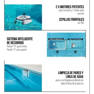 Robot Barrefondo Y Paredes Piscina C/ Bateria Recargable - Imagen 3